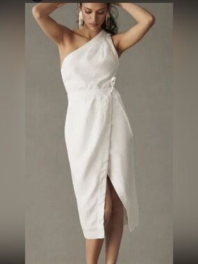 sika one shoulder dress NWT Anthropologie SIKA Printed One-Shoulder Ruffle Dress size 8 Petite